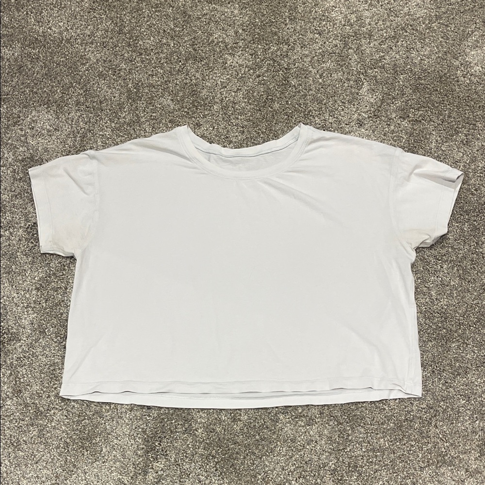 Lululemon Athletica Cates Tee Grayish White Short Sleeve